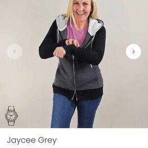 Women's Black and Gray Zip-Up Hoodie